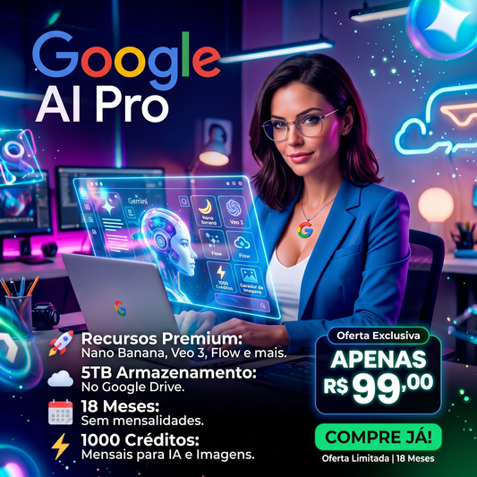 Google Gemini IA Pro - 18 Meses + 5TB de Armazenamento