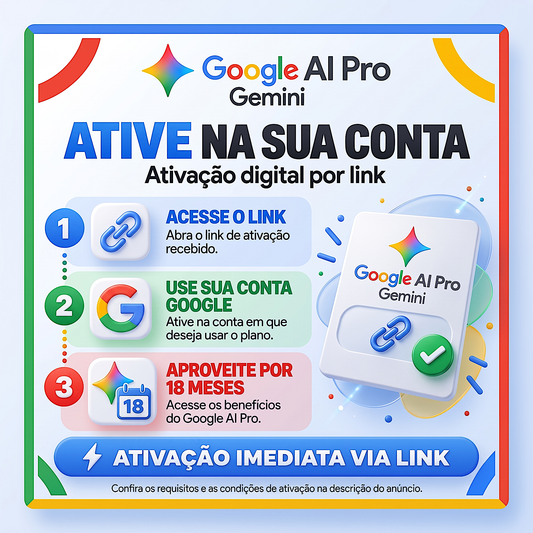 Google Gemini AI Pro - 5 TB Armazenamento - 18 Meses